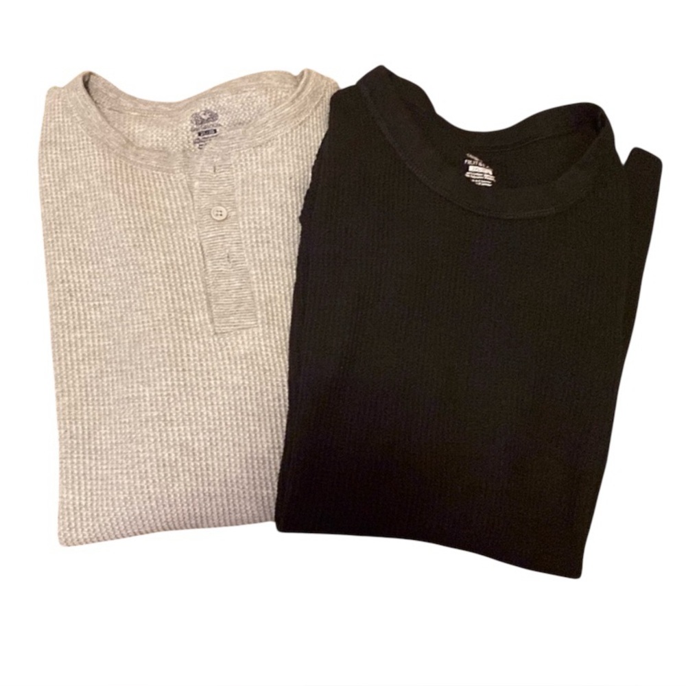 Fruit of the Loom Thermal Baselayer Tops Black Gray 2XL